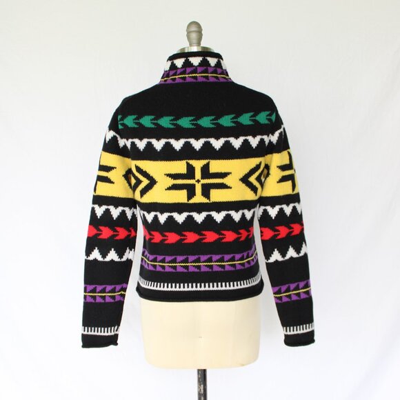 RALPH LAUREN POLO Geo-Motif Turtleneck tunic Sweater Cashmere wool Aztec Tribal - Picture 11 of 12